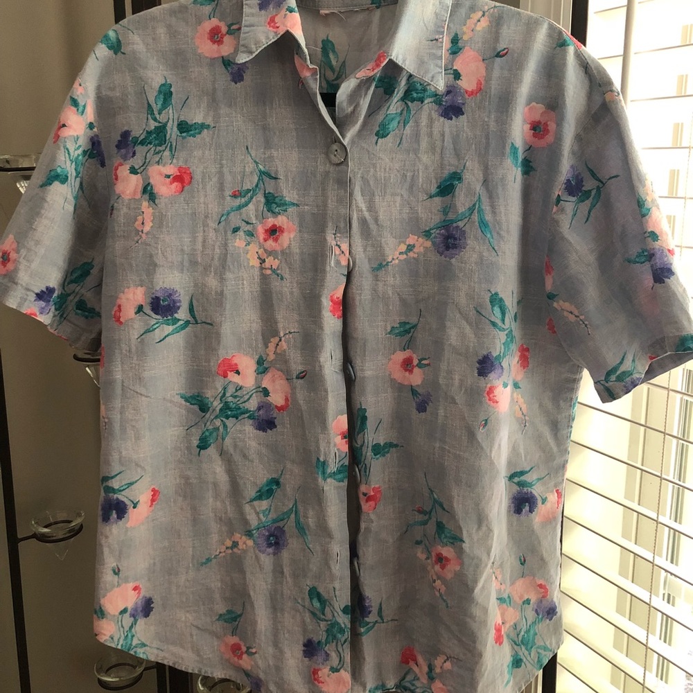 Lavender floral button down shirt